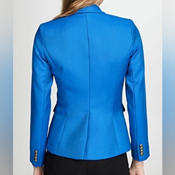 SMYTHE Classic Flap Pocket Zephyr Bright Blue Single Button Blazer Size 4 - Picture 8 of 16